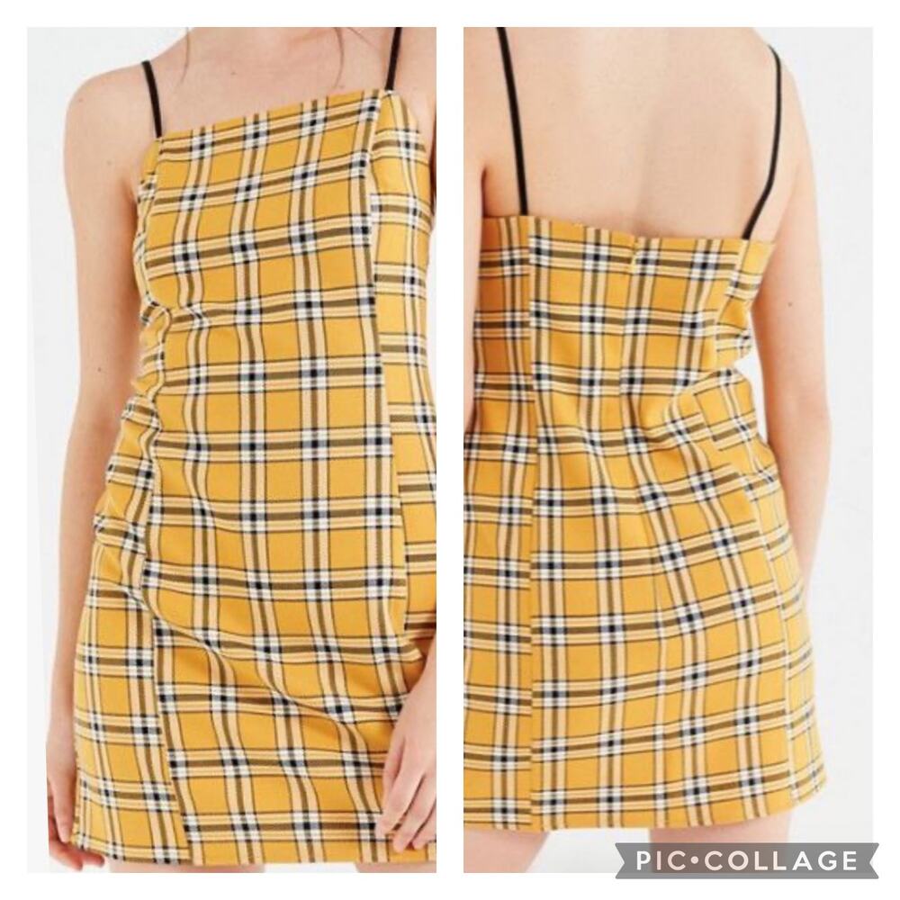 Urban Outfitters SZ S Yellow Plaid Mini Dress